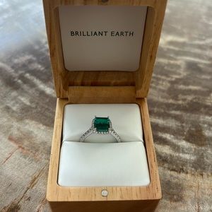 Brilliant Earth 1.75ct emerald engagement ring with a diamond band